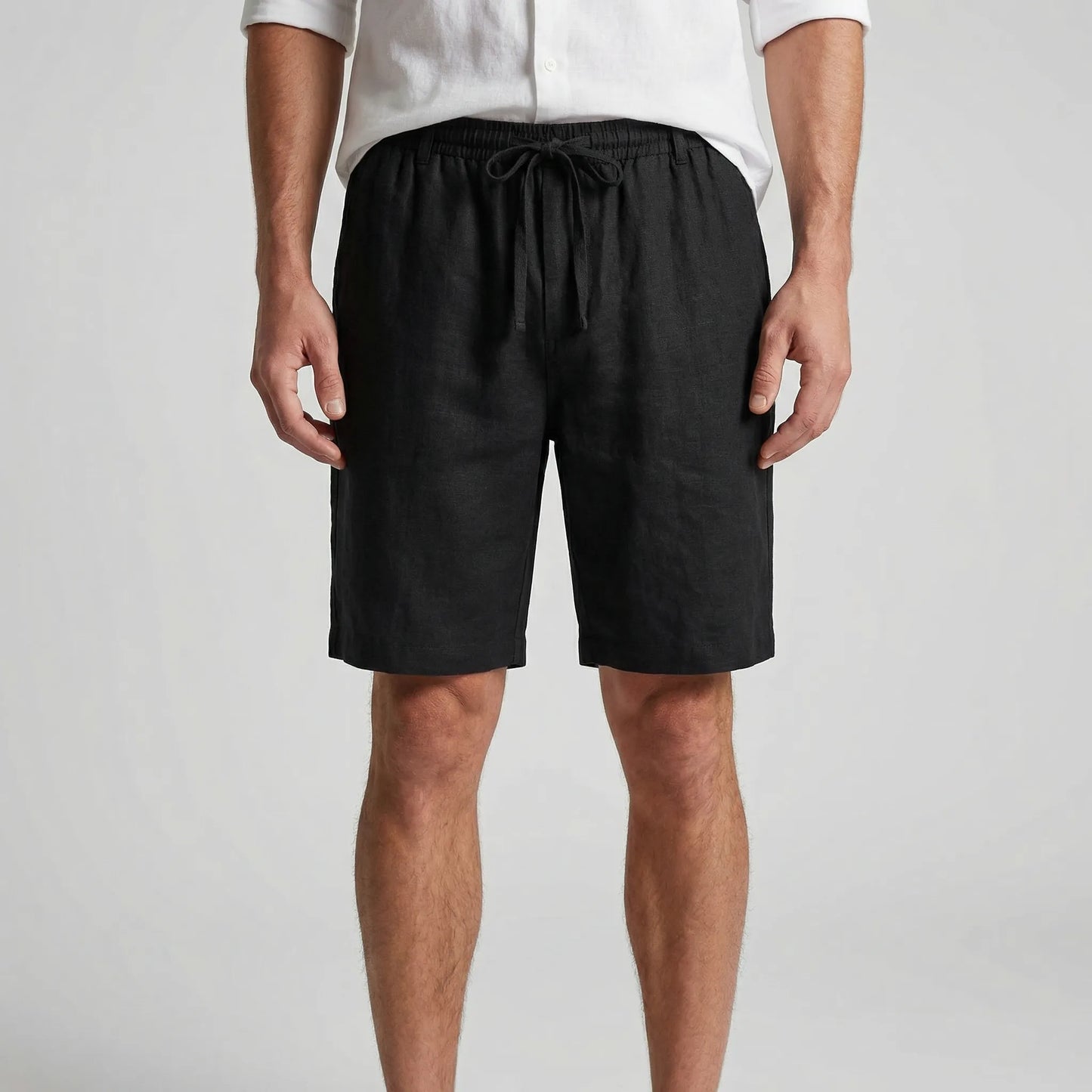 Brevalo - Relaxed Fit Drawstring Waist Shorts