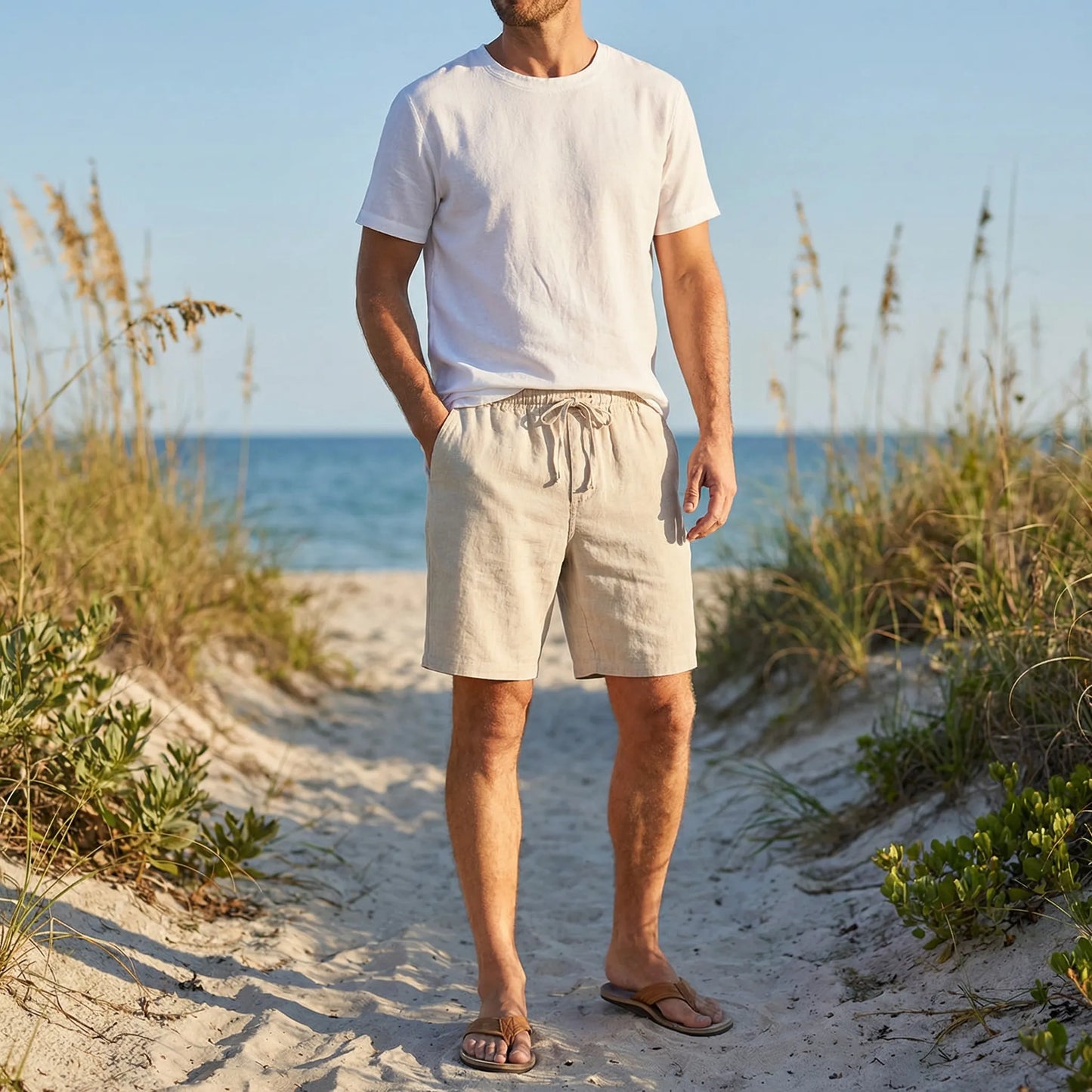 Brevalo - Relaxed Fit Drawstring Waist Shorts