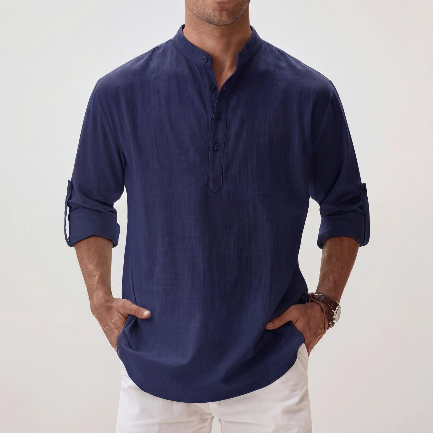 Brezalo - Relaxed Fit Henley Summer Shirt