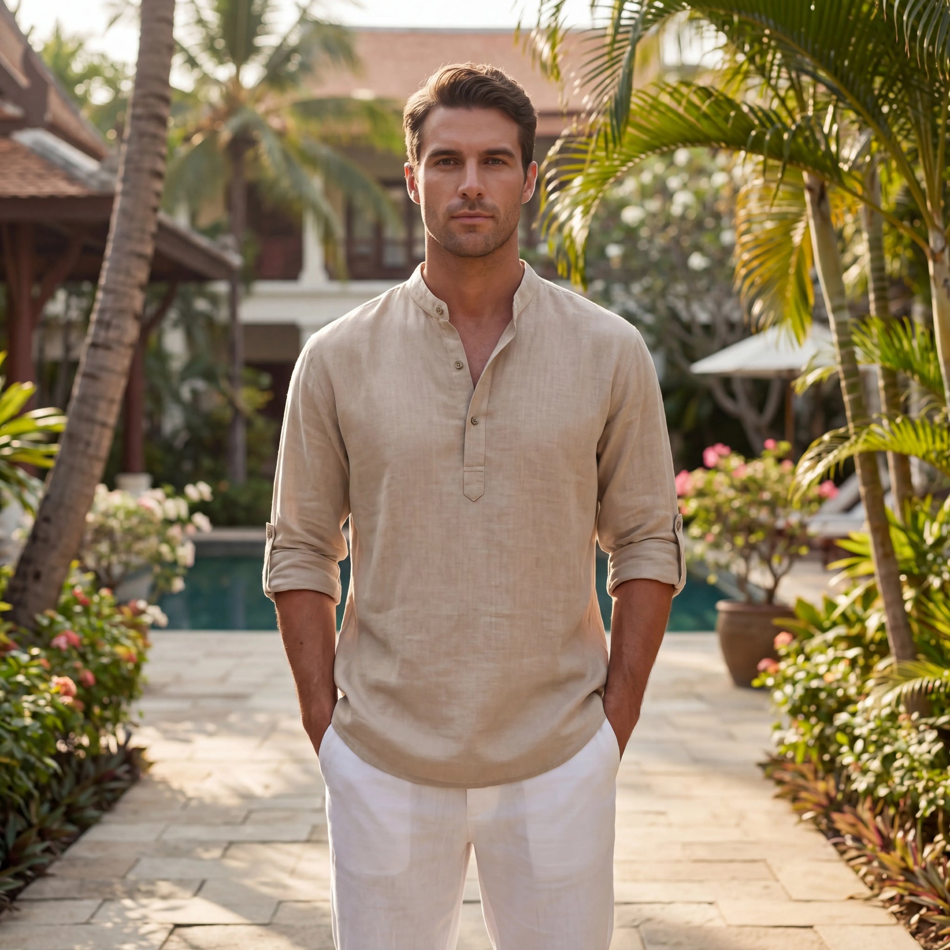 Brezalo - Relaxed Fit Henley Summer Shirt