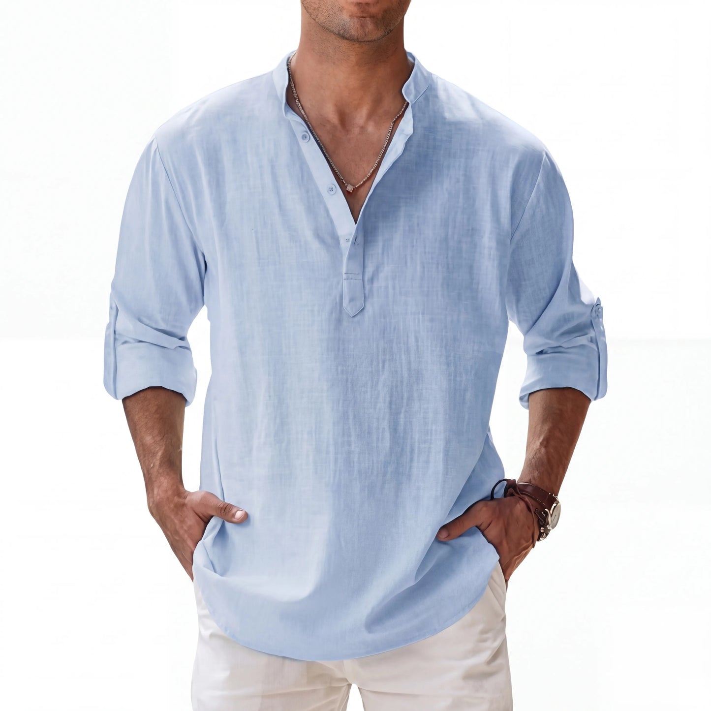 Brezalo - Relaxed Fit Henley Summer Shirt
