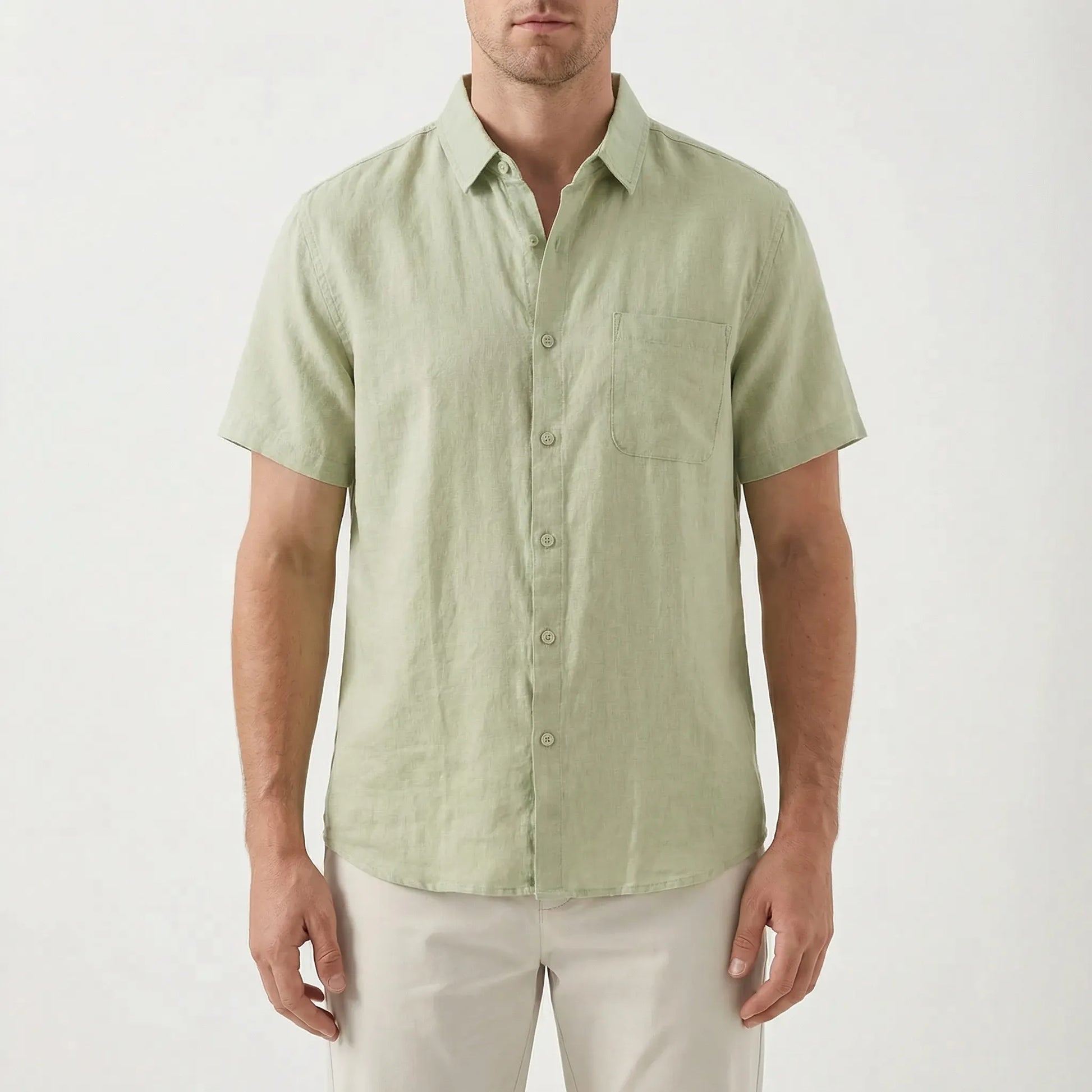Brezlan | Short Sleeve Button-Up Casual Shirt