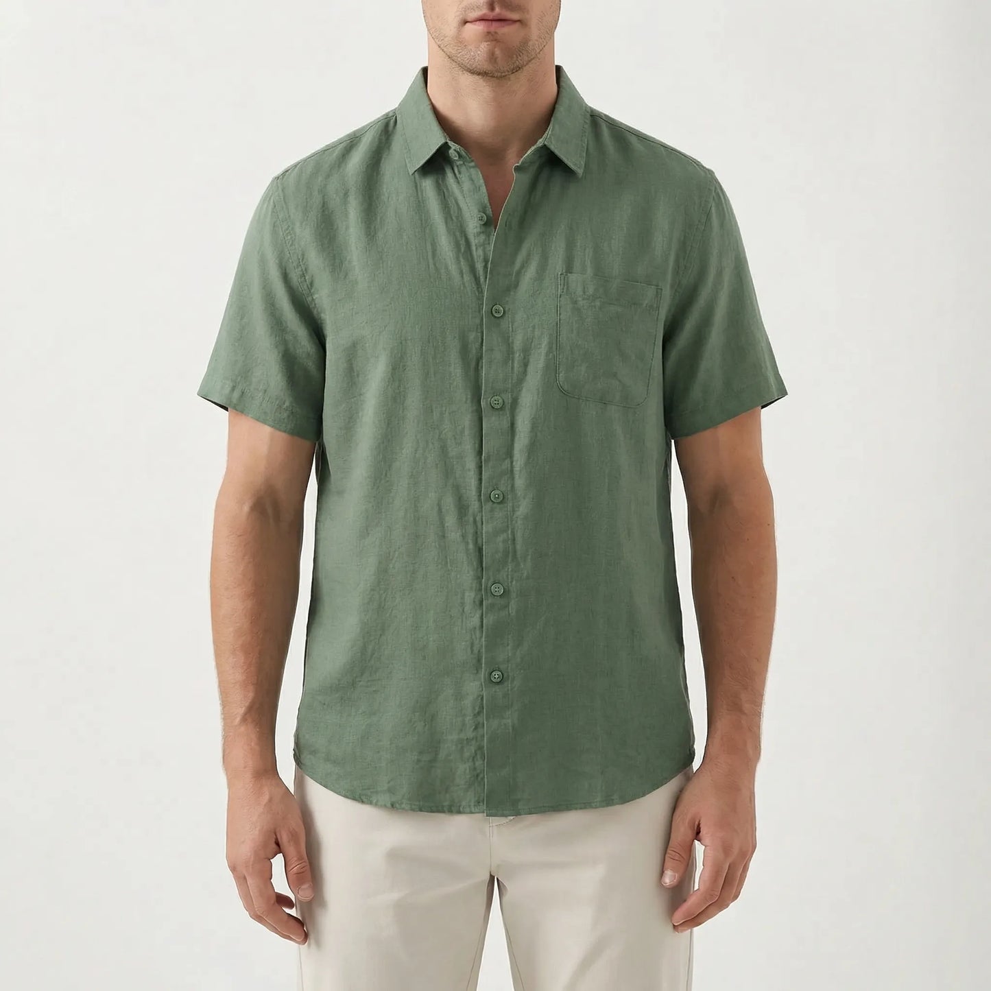 Brezlan | Short Sleeve Button-Up Casual Shirt