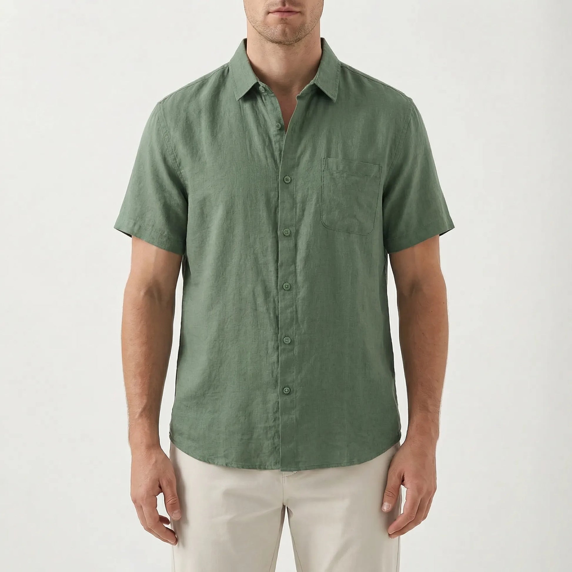Brezlan | Short Sleeve Button-Up Casual Shirt