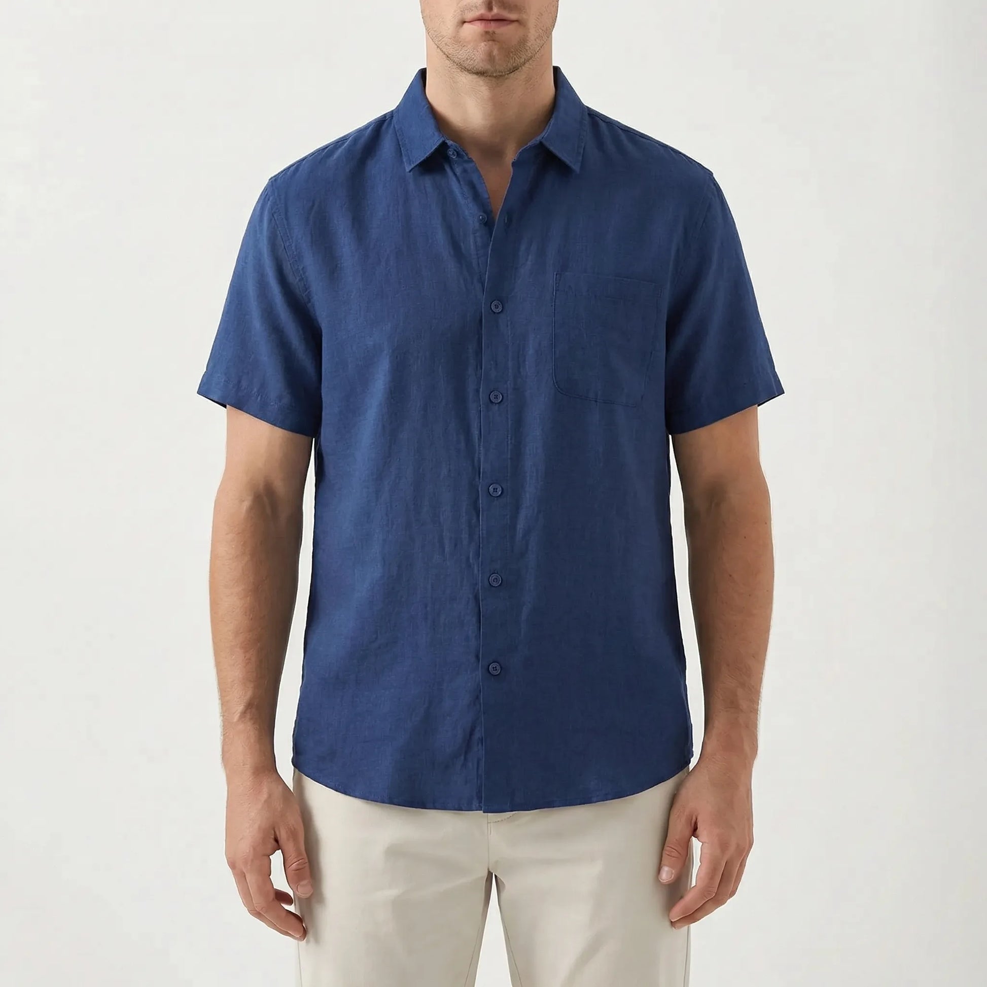 Brezlan | Short Sleeve Button-Up Casual Shirt