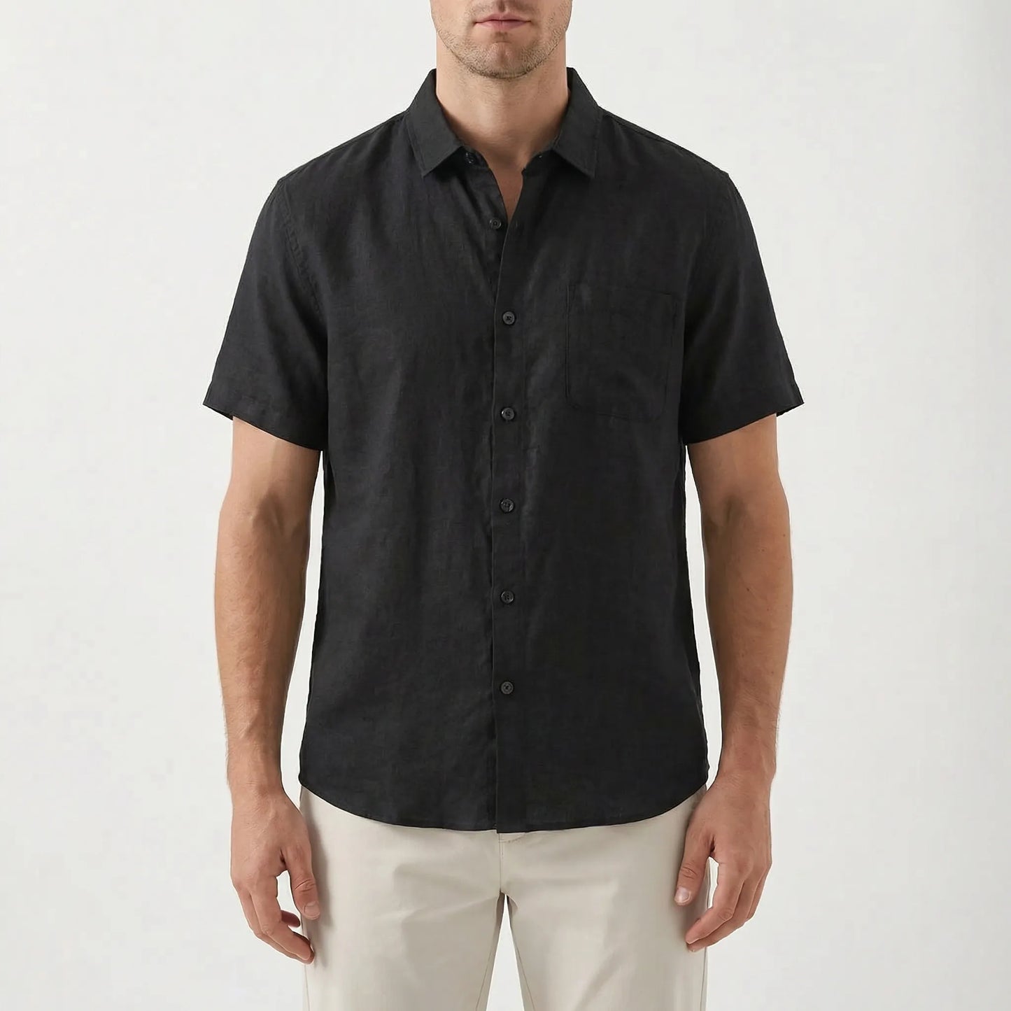 Brezlan | Short Sleeve Button-Up Casual Shirt