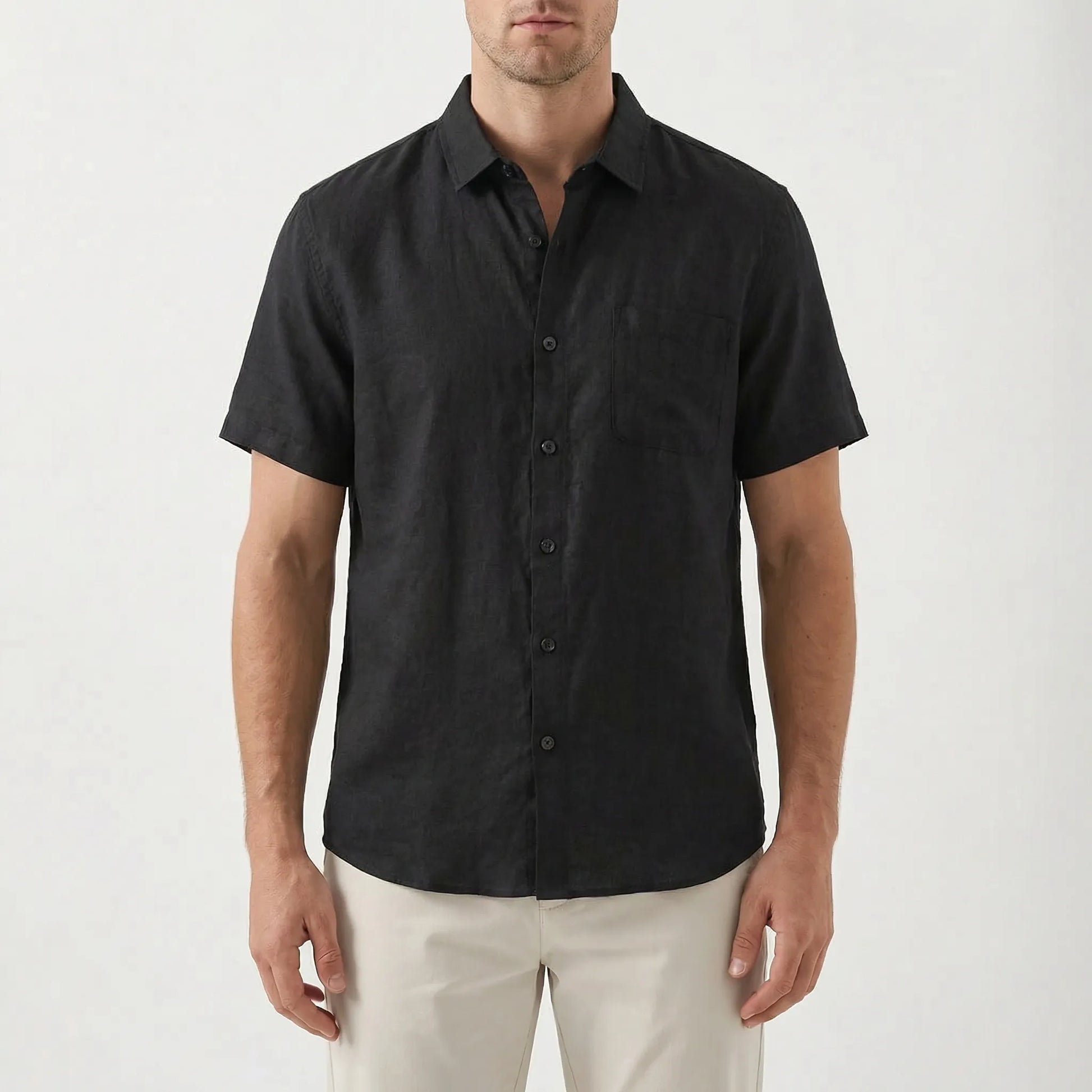 Brezlan | Short Sleeve Button-Up Casual Shirt