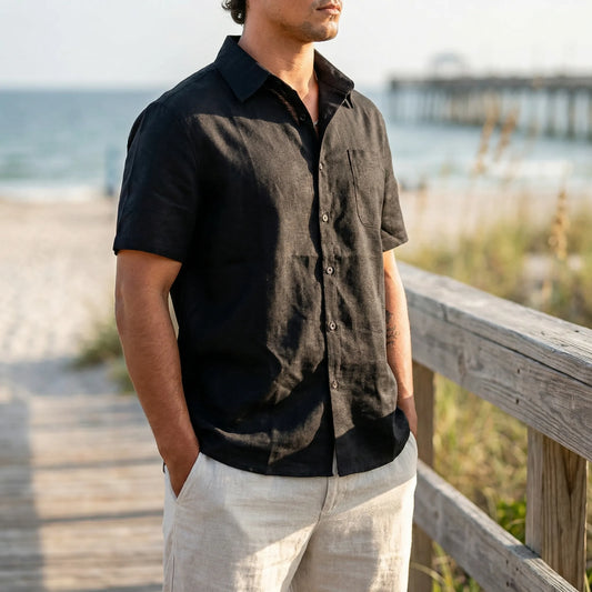 Brezlan | Short Sleeve Button-Up Casual Shirt