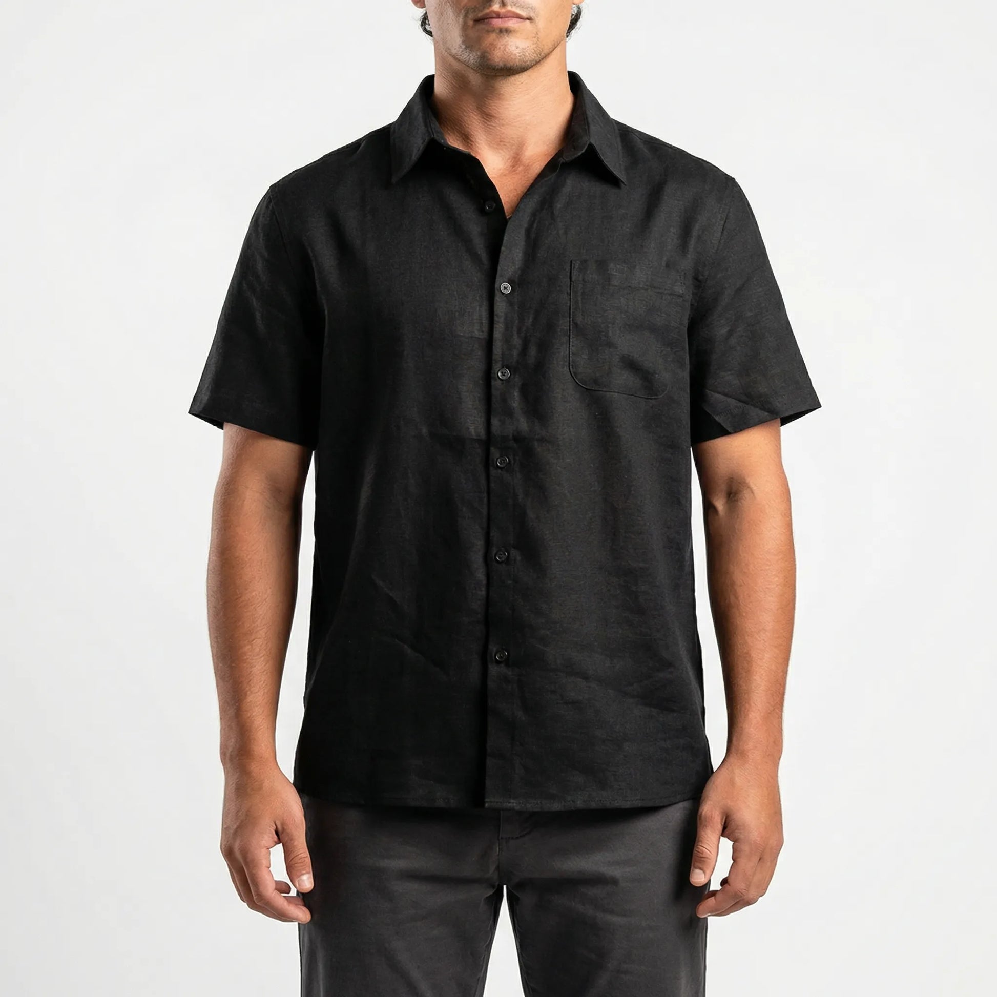Brezlan | Short Sleeve Button-Up Casual Shirt