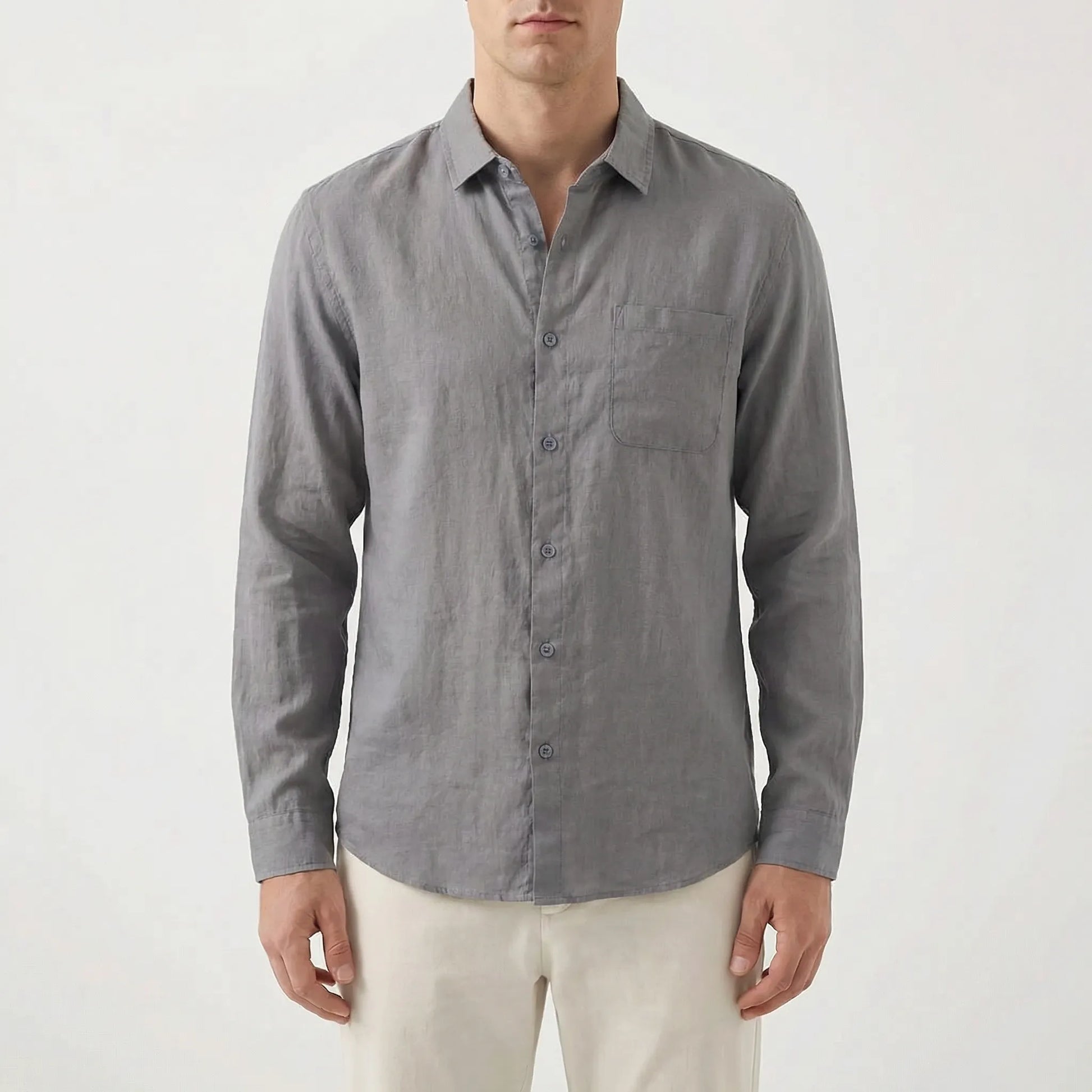 Brezzelo | Long Sleeve Button-Up Casual Shirt