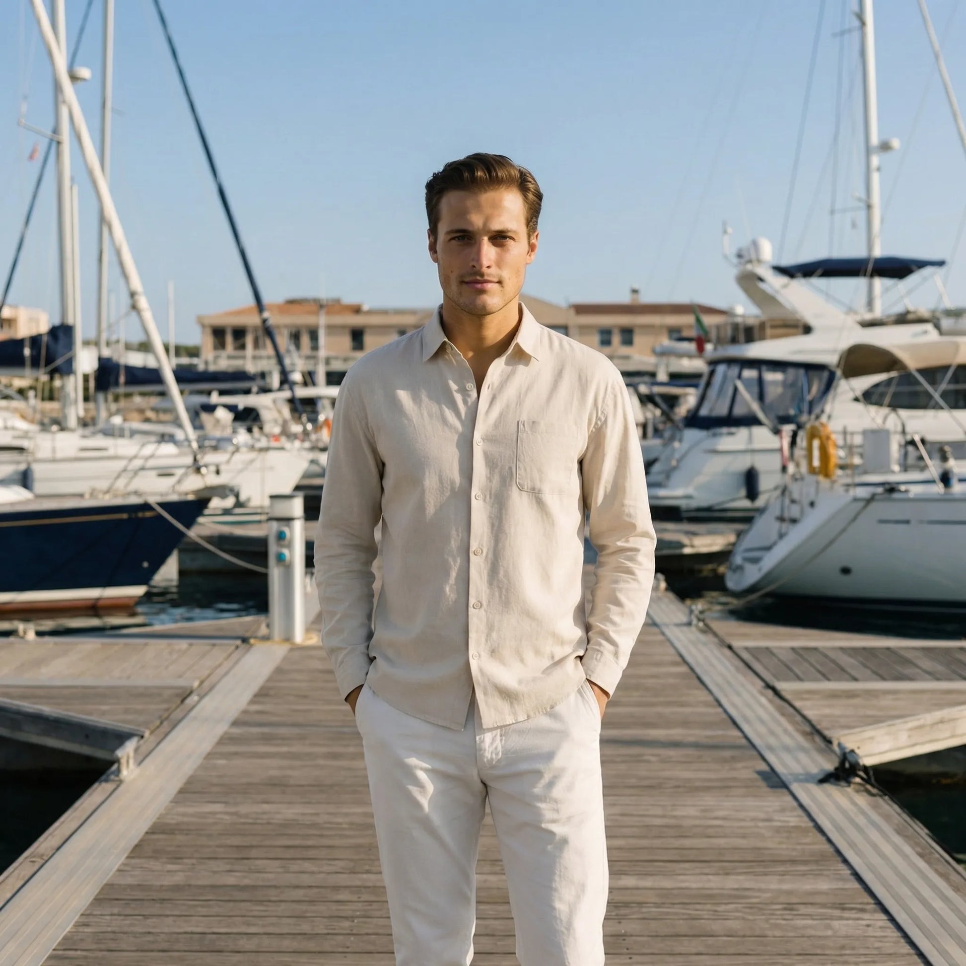 Brezzelo | Long Sleeve Button-Up Casual Shirt