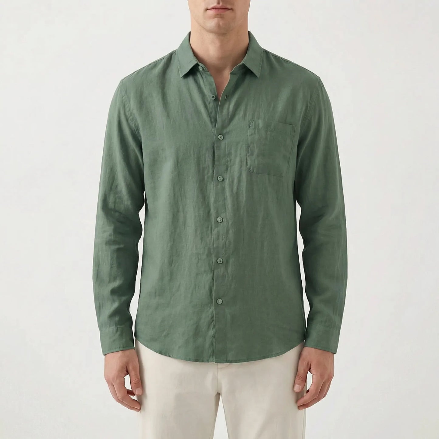 Brezzelo | Long Sleeve Button-Up Casual Shirt