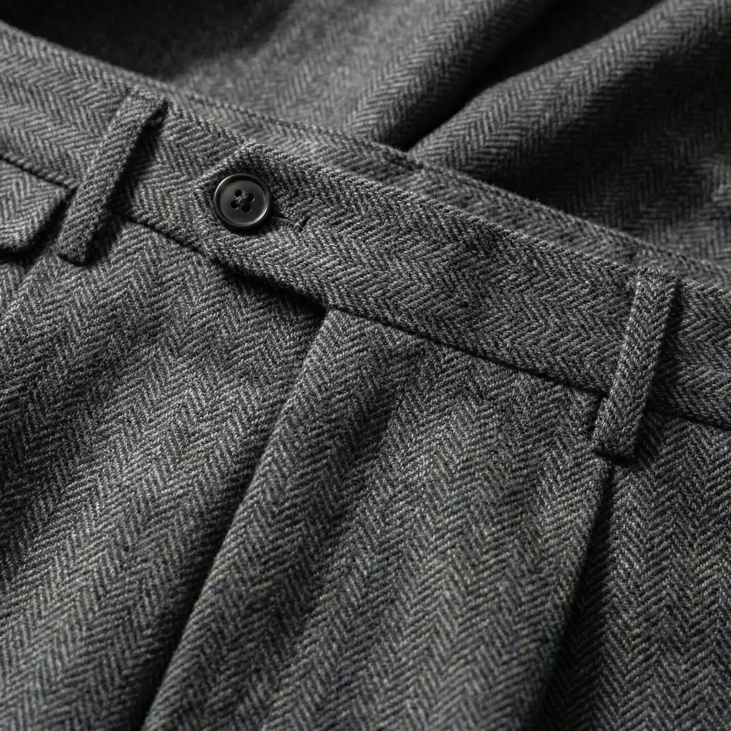 Brixton - High-Waist Pleated Herringbone Trousers