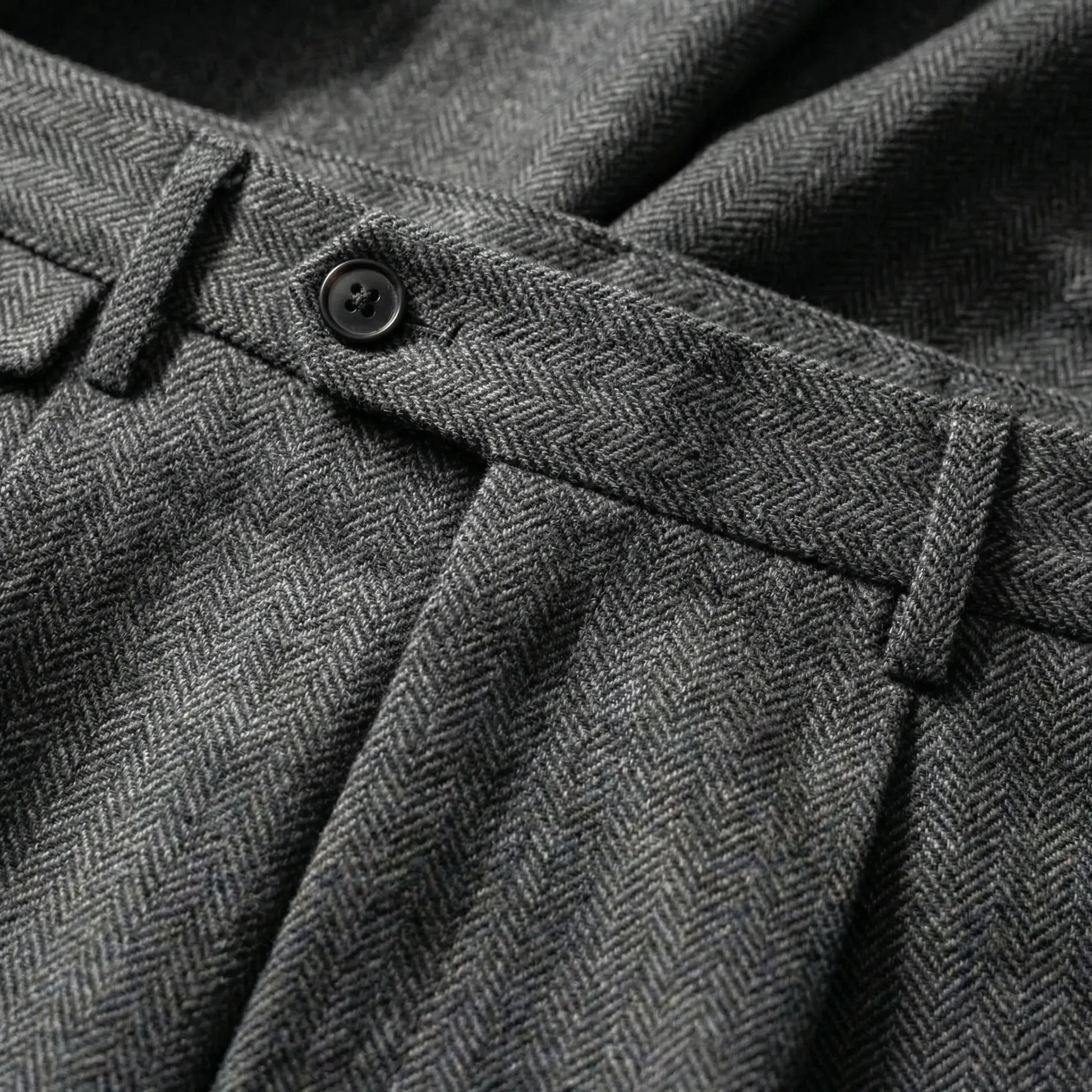 Brixton - High-Waist Pleated Herringbone Trousers