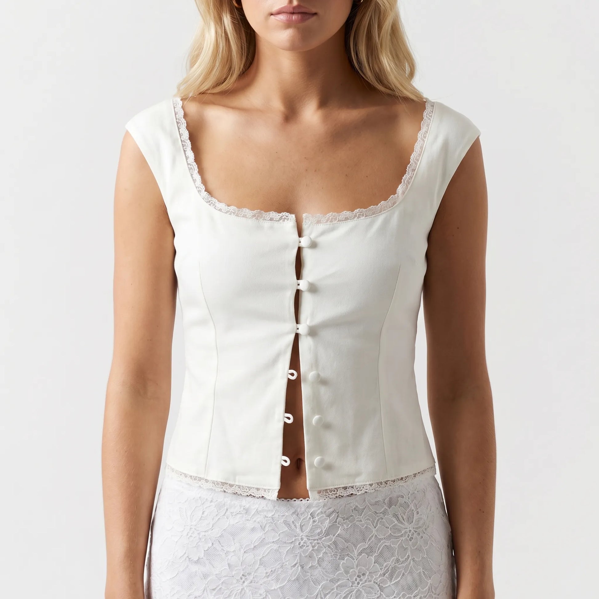 Brodelle | Lace-Trim Sleeveless Crop Top