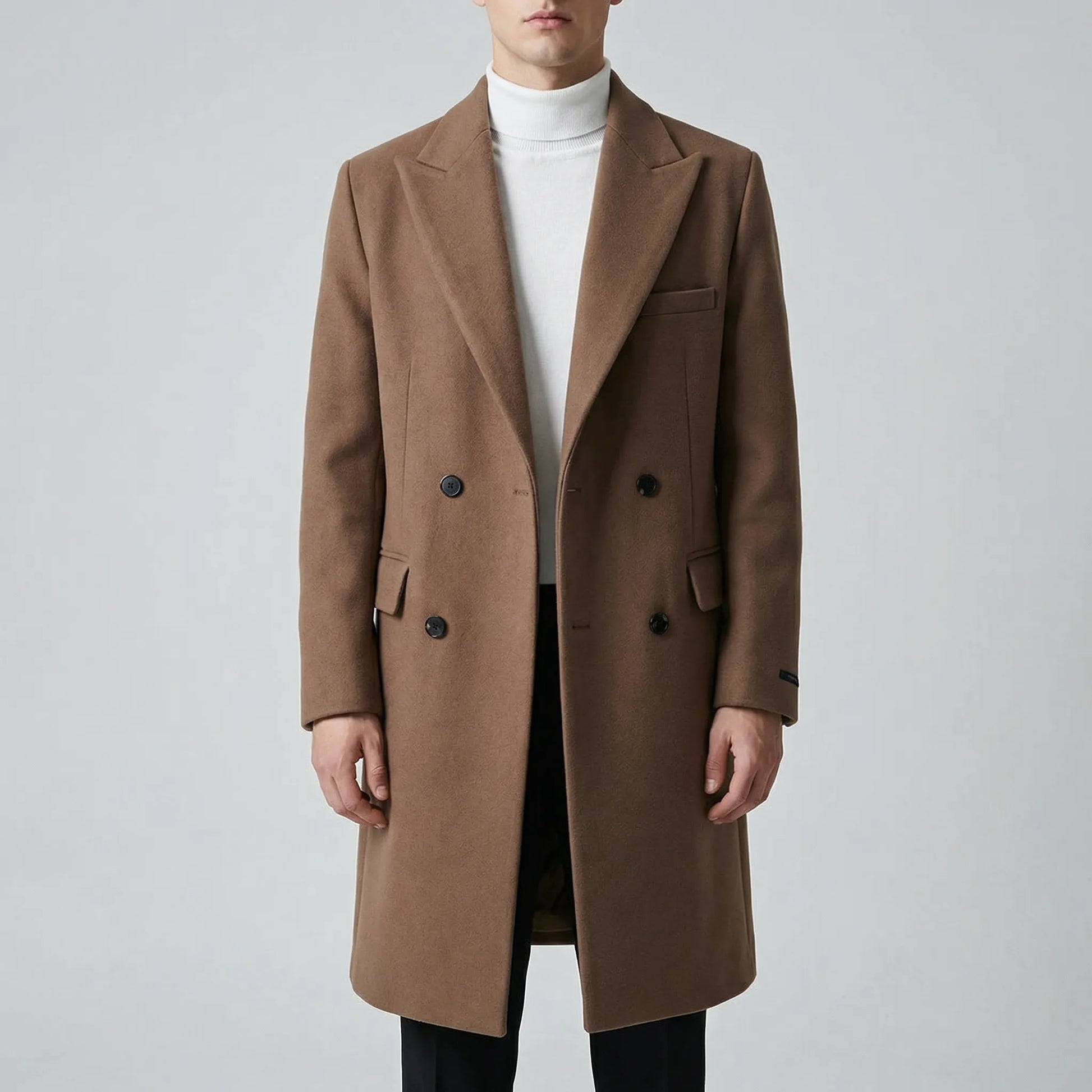 Brumfeld - Double-Breasted Long Overcoat For Men