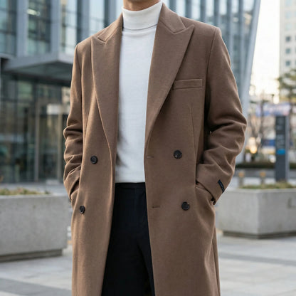 Brumfeld - Double-Breasted Long Overcoat For Men