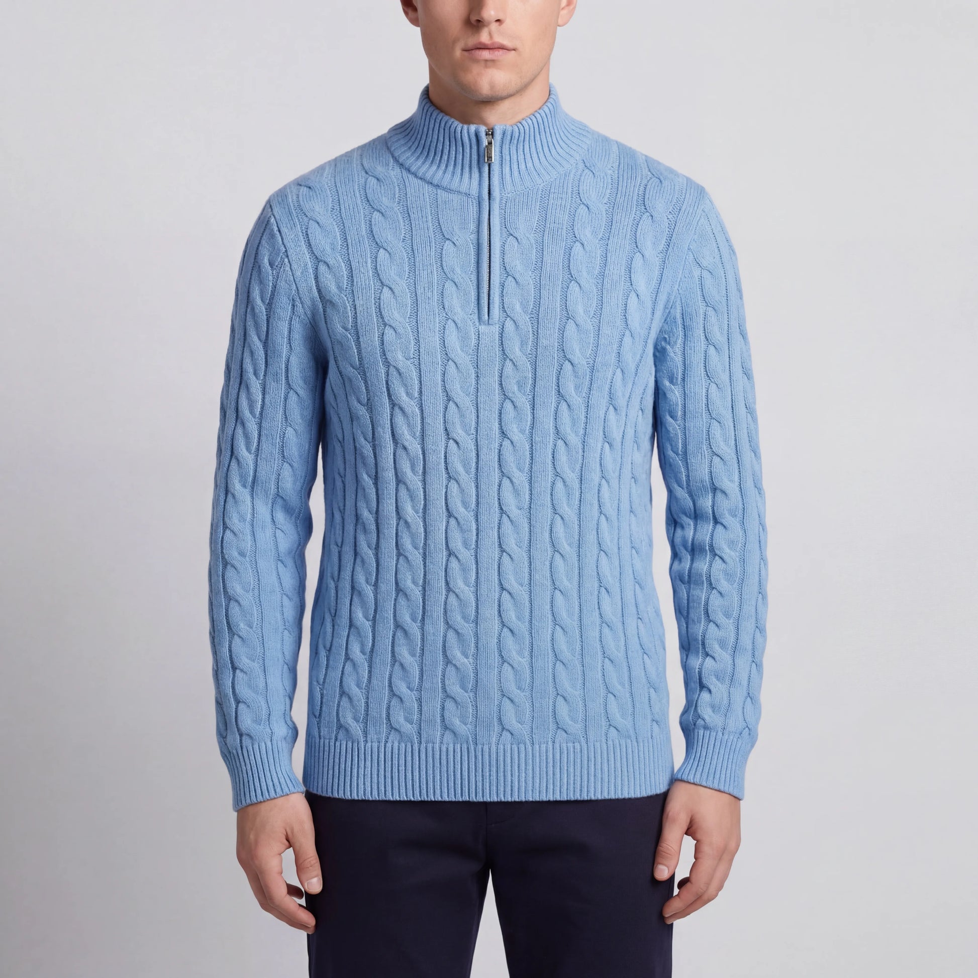 Cablorn - Cable Knit Half-Zip Pullover Sweater