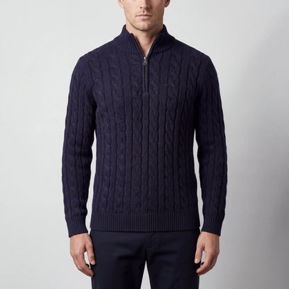 Cablorn - Cable Knit Half-Zip Pullover Sweater