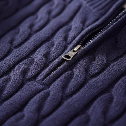 Cablorn - Cable Knit Half-Zip Pullover Sweater