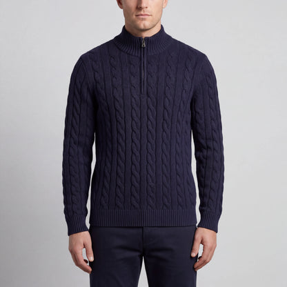 Cablorn - Cable Knit Half-Zip Pullover Sweater
