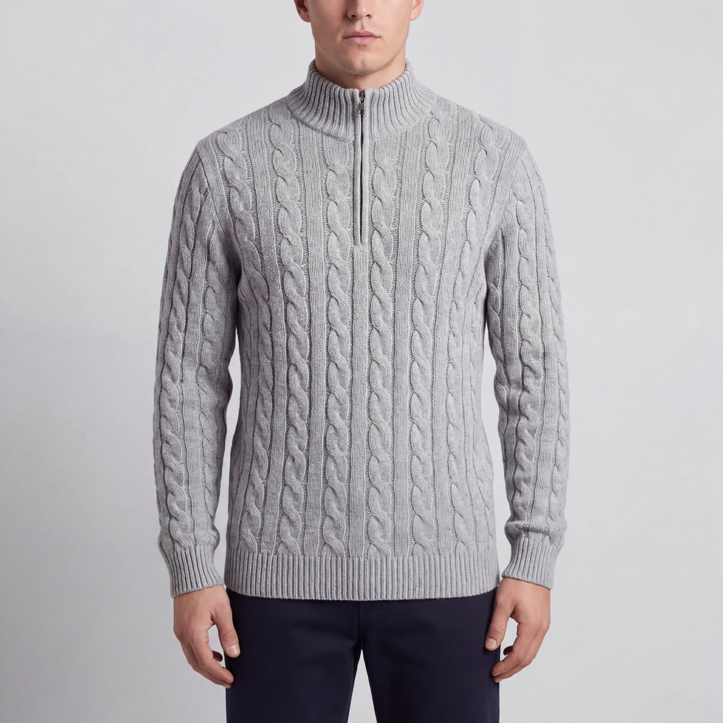 Cablorn - Cable Knit Half-Zip Pullover Sweater