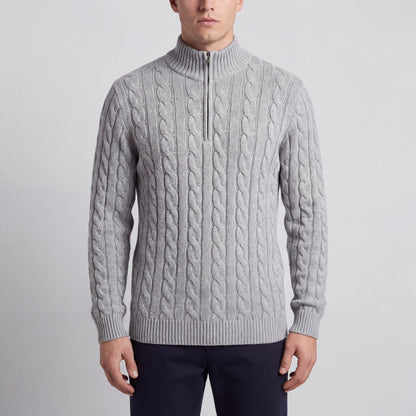 Cablorn - Cable Knit Half-Zip Pullover Sweater