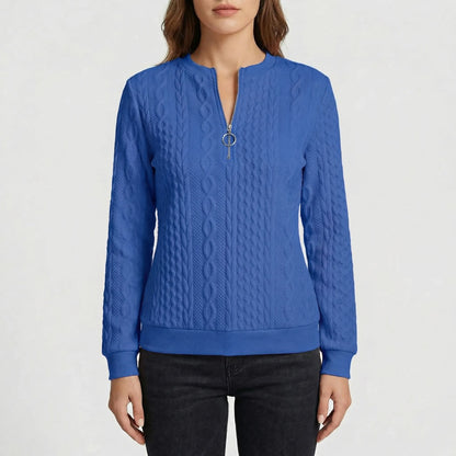 Cabluxe | Cable Knit Zip-Neck Ladies Jumper