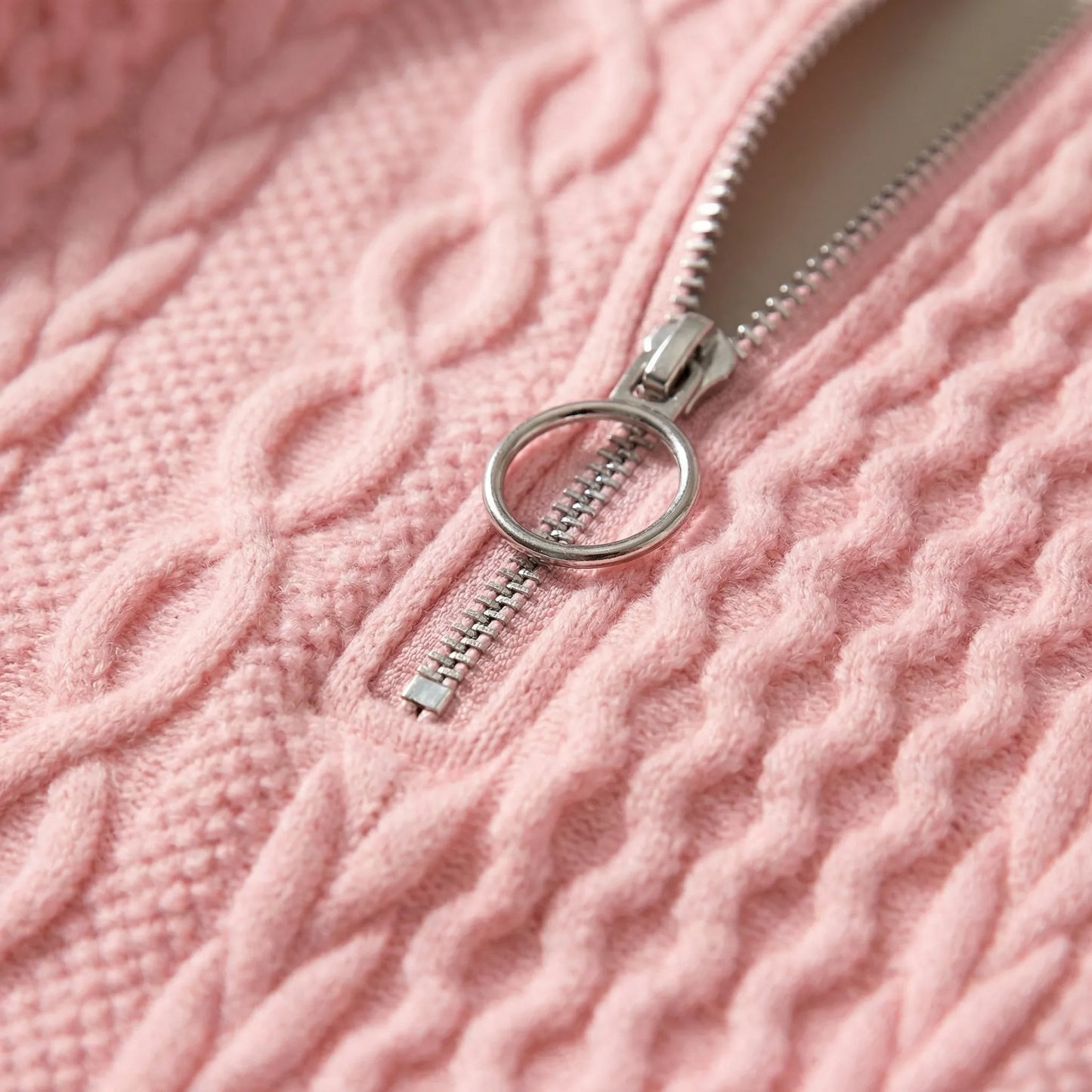 Cabluxe | Cable Knit Zip-Neck Ladies Jumper
