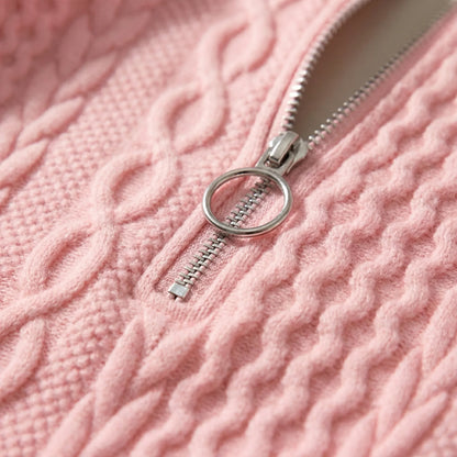 Cabluxe | Cable Knit Zip-Neck Ladies Jumper