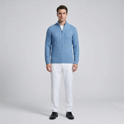 Cabrivo - Cable Knit Zip Sweater And Trouser Set