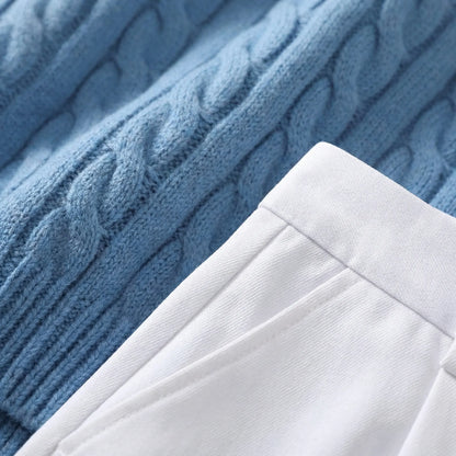 Cabrivo - Cable Knit Zip Sweater And Trouser Set