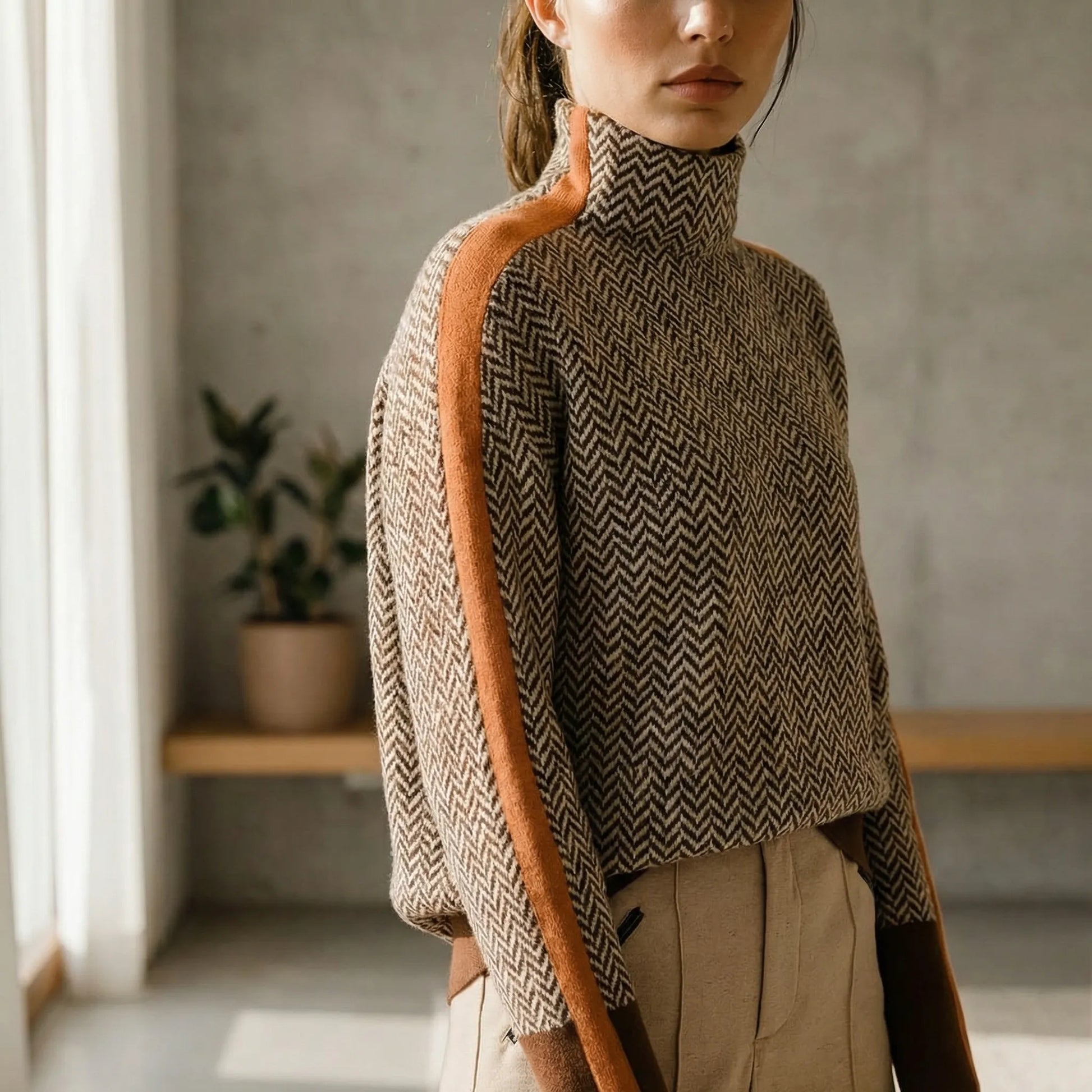 Chevria | High-Neck Chevron Knit Jumper