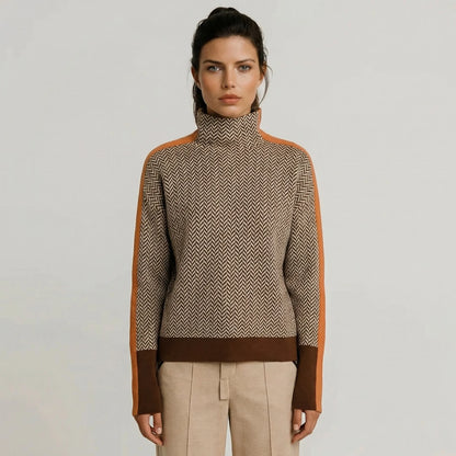 Chevria | High-Neck Chevron Knit Jumper