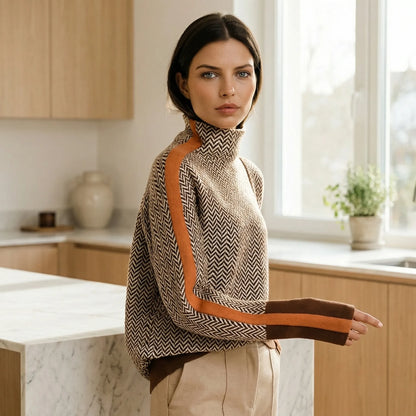 Chevria | High-Neck Chevron Knit Jumper