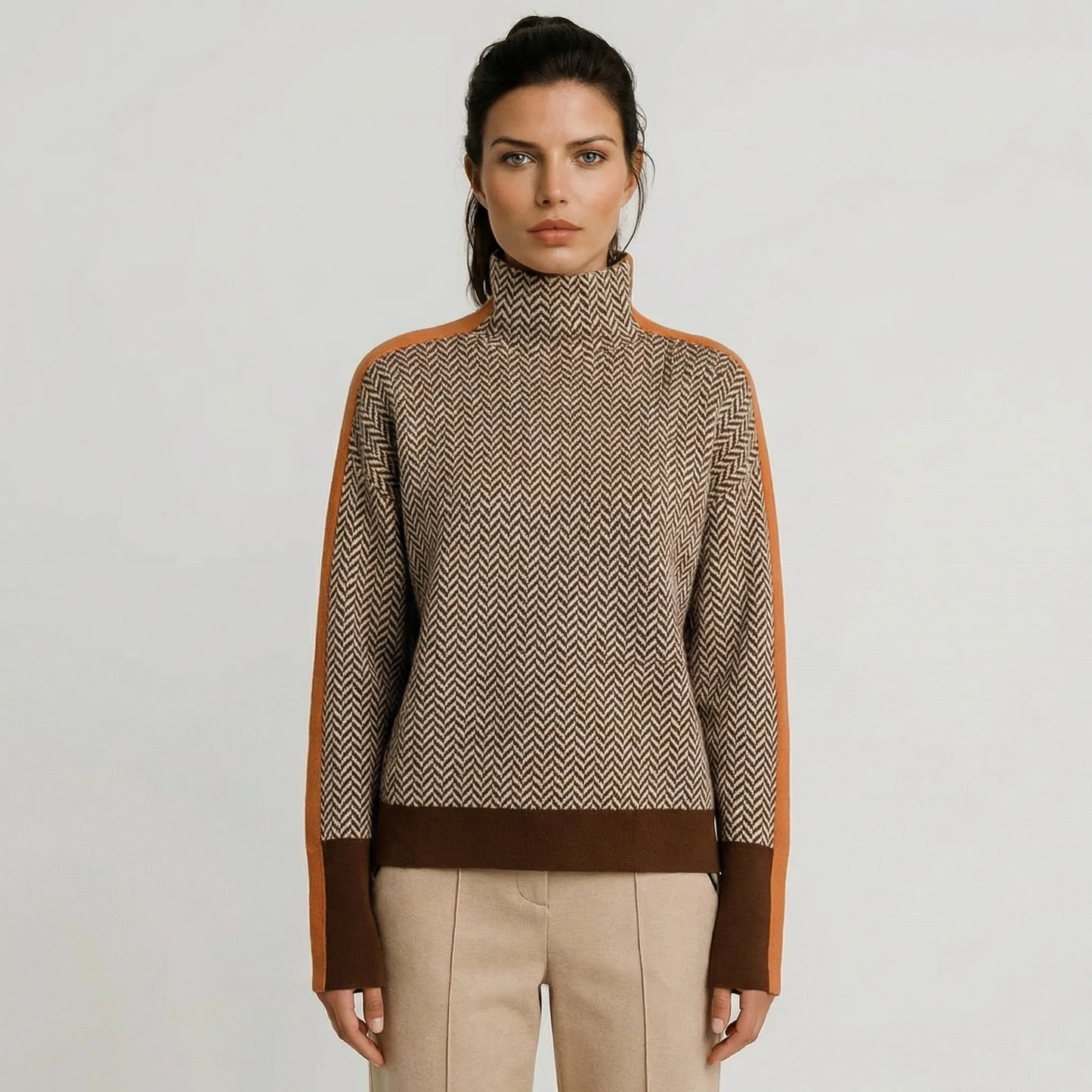 Chevria | High-Neck Chevron Knit Jumper