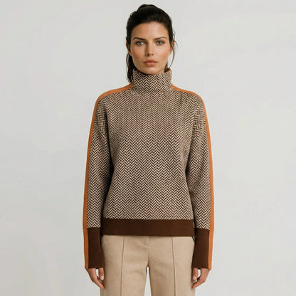 Chevria | High-Neck Chevron Knit Jumper