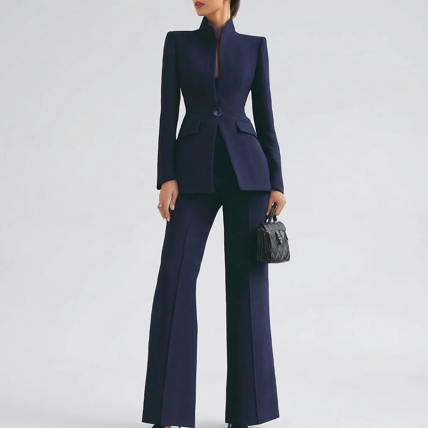 Clariva - Fitted Blazer And Wide-Leg Pant Set