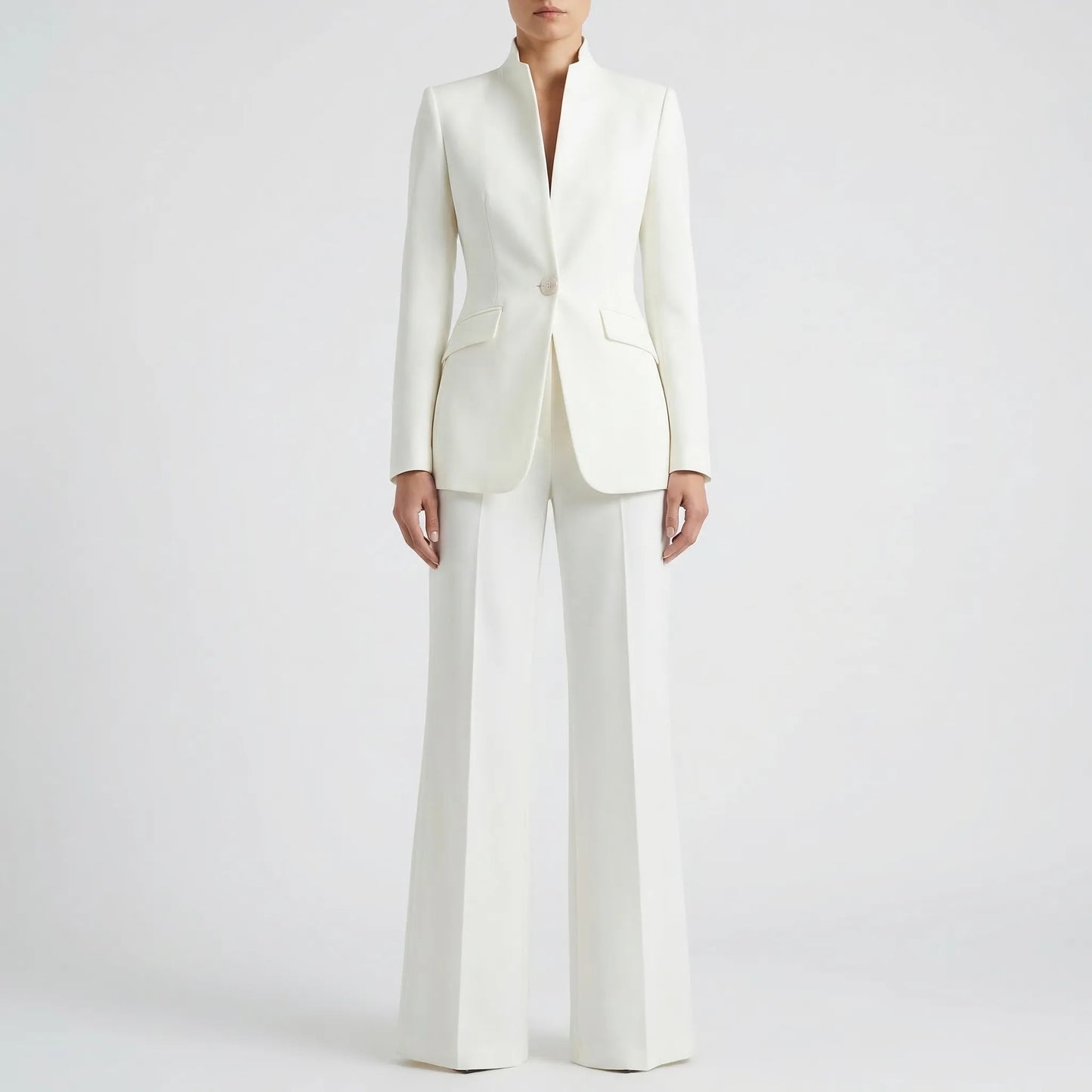 Clariva - Fitted Blazer And Wide-Leg Pant Set