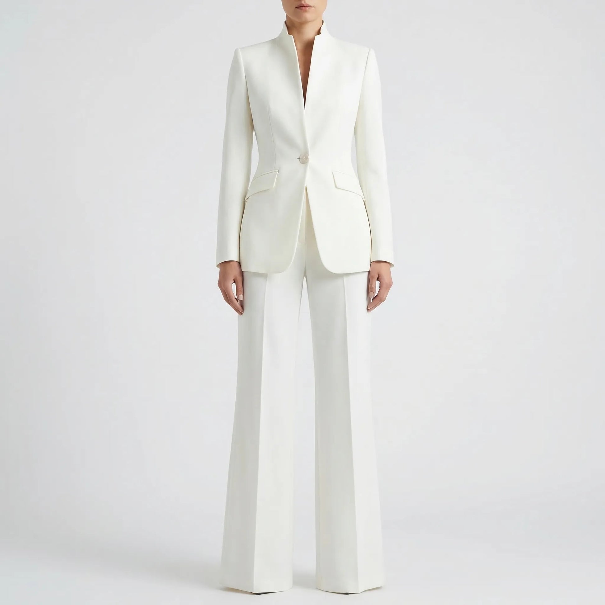 Clariva - Fitted Blazer And Wide-Leg Pant Set