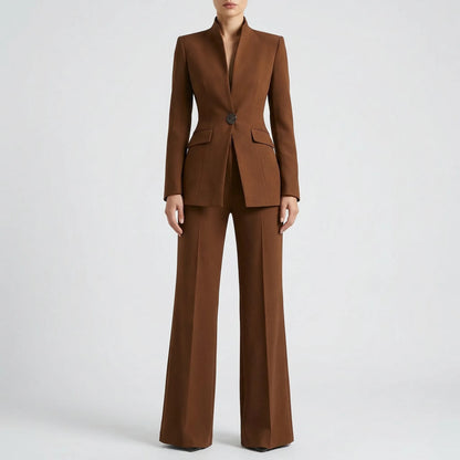 Clariva - Fitted Blazer And Wide-Leg Pant Set