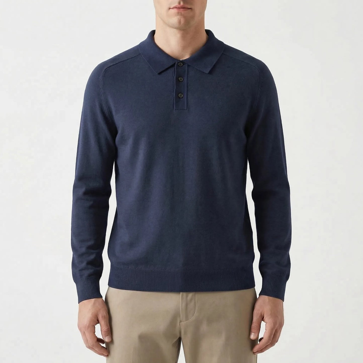 Clarvelo | Tailored Long-Sleeve Knit Polo