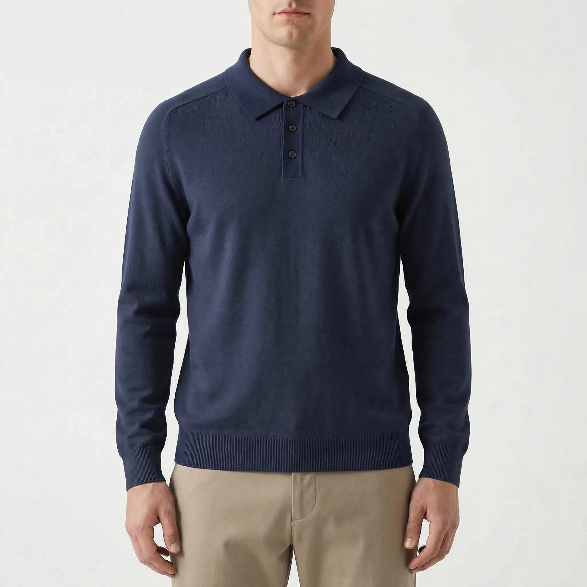Clarvelo | Tailored Long-Sleeve Knit Polo
