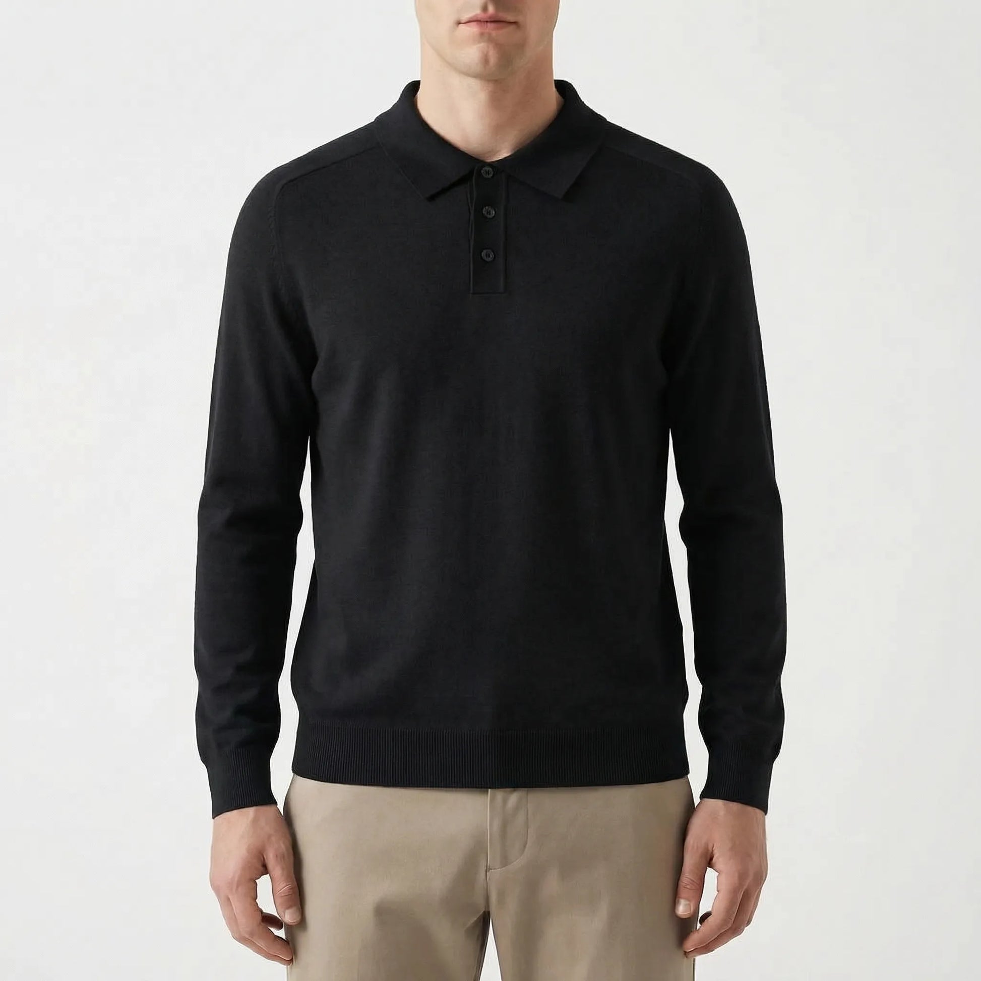 Clarvelo | Tailored Long-Sleeve Knit Polo