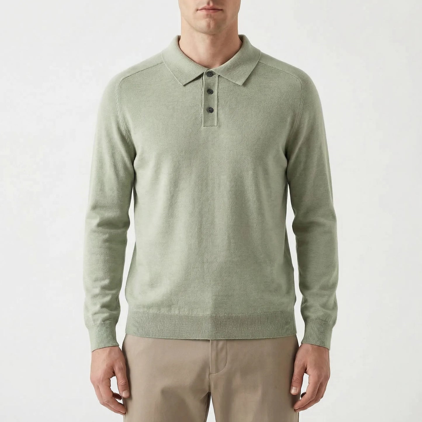 Clarvelo | Tailored Long-Sleeve Knit Polo