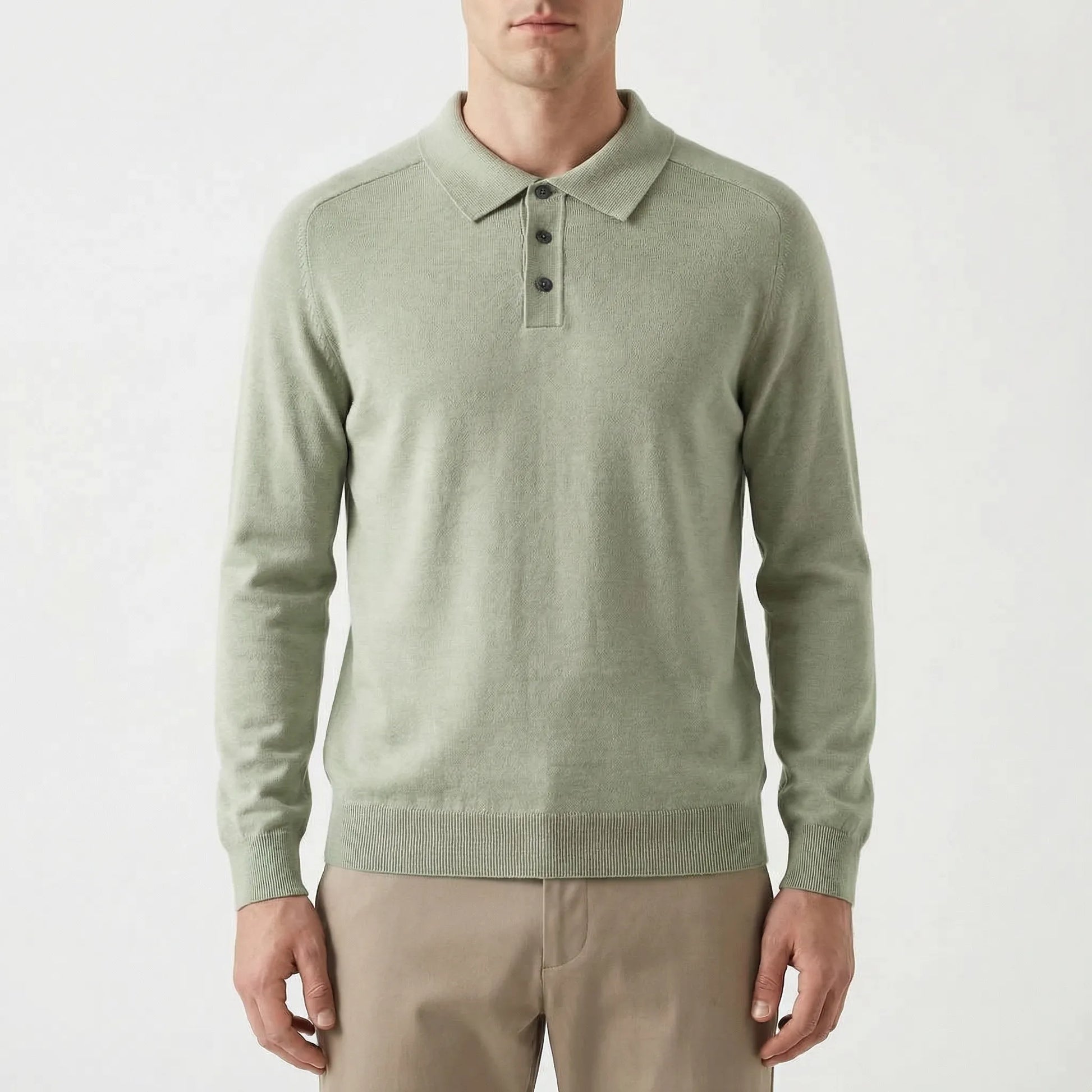 Clarvelo | Tailored Long-Sleeve Knit Polo