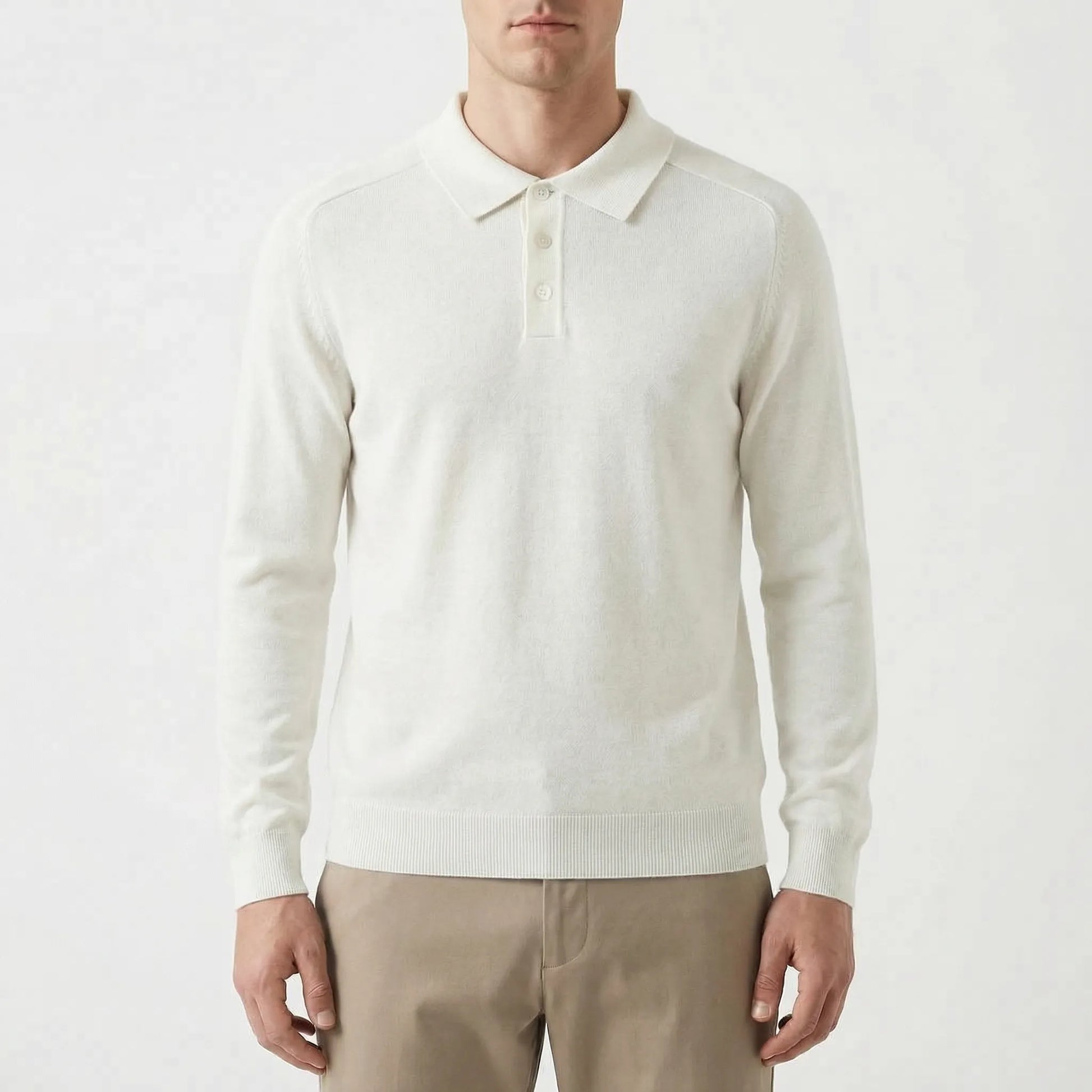 Clarvelo | Tailored Long-Sleeve Knit Polo