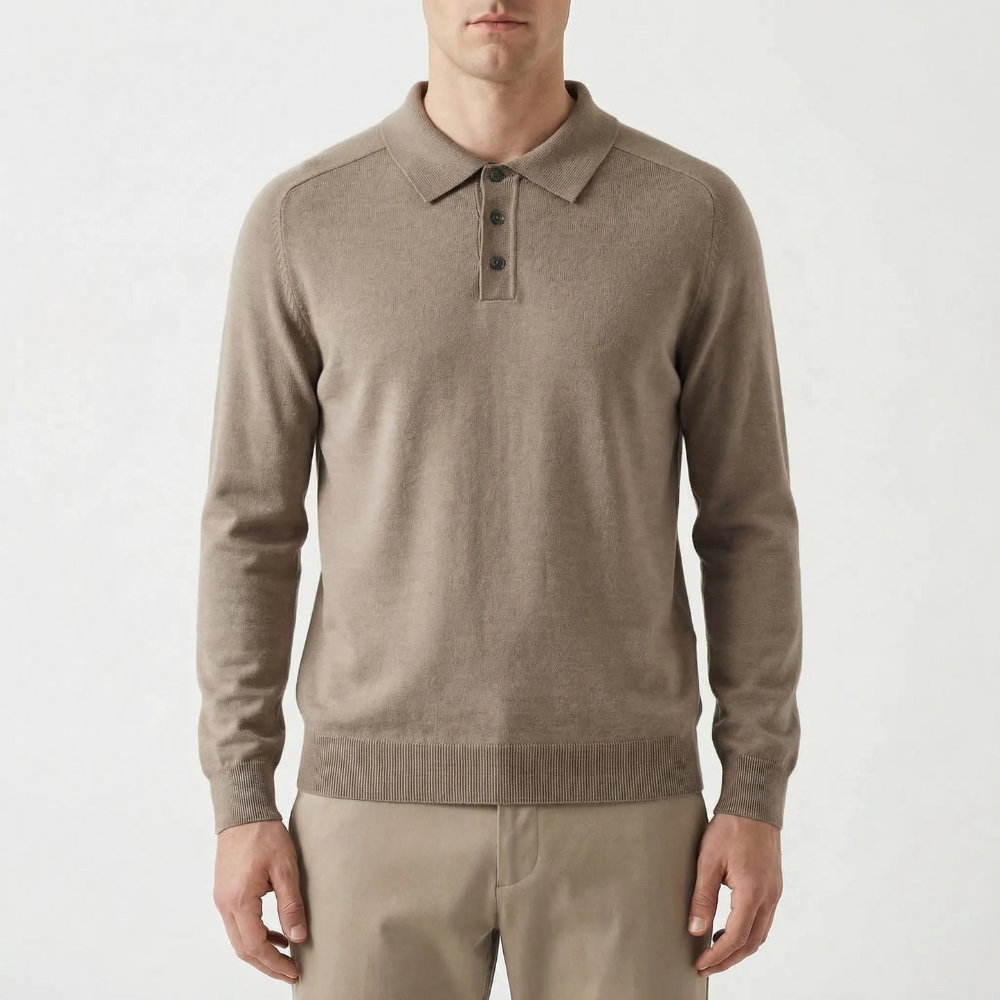 Clarvelo | Tailored Long-Sleeve Knit Polo