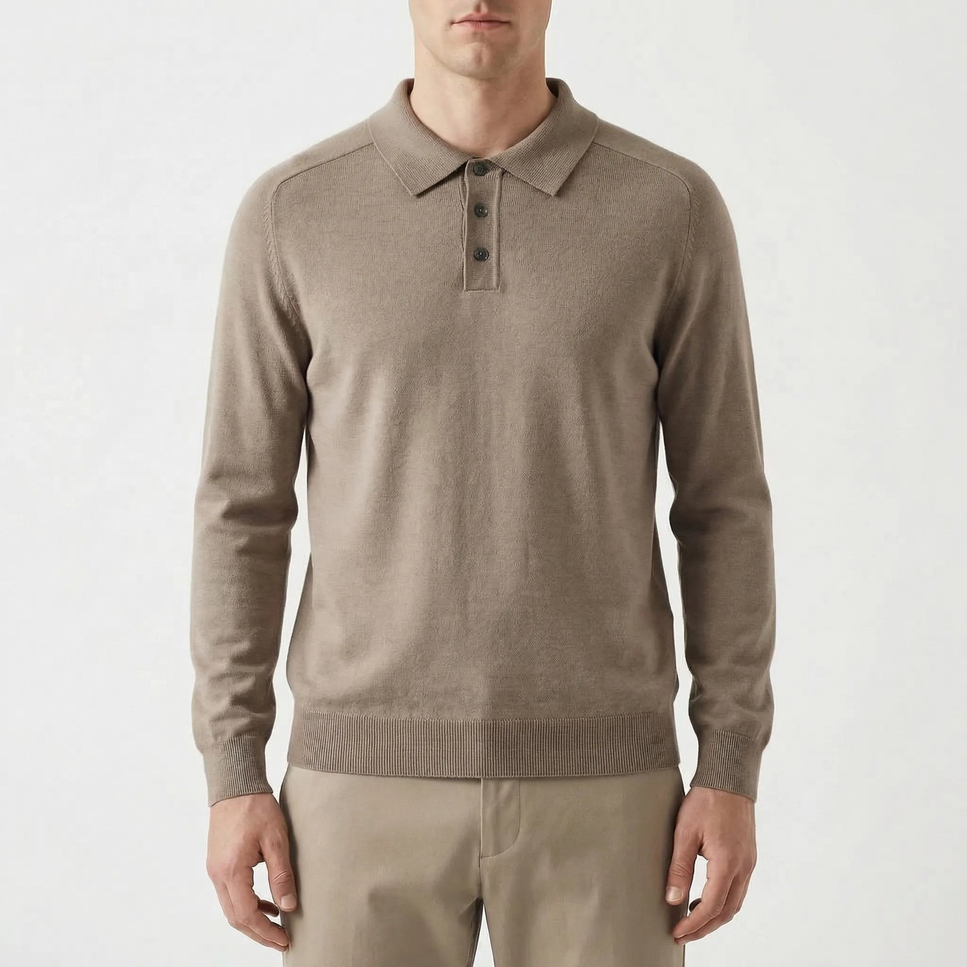 Clarvelo | Tailored Long-Sleeve Knit Polo