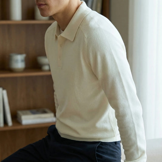 Clarvelo | Tailored Long-Sleeve Knit Polo